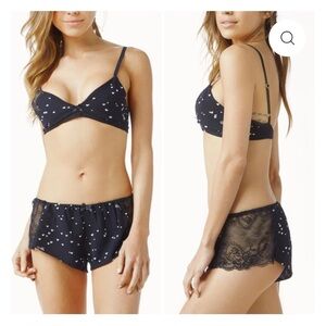 Wildfox Black Heart Print Pajama Set